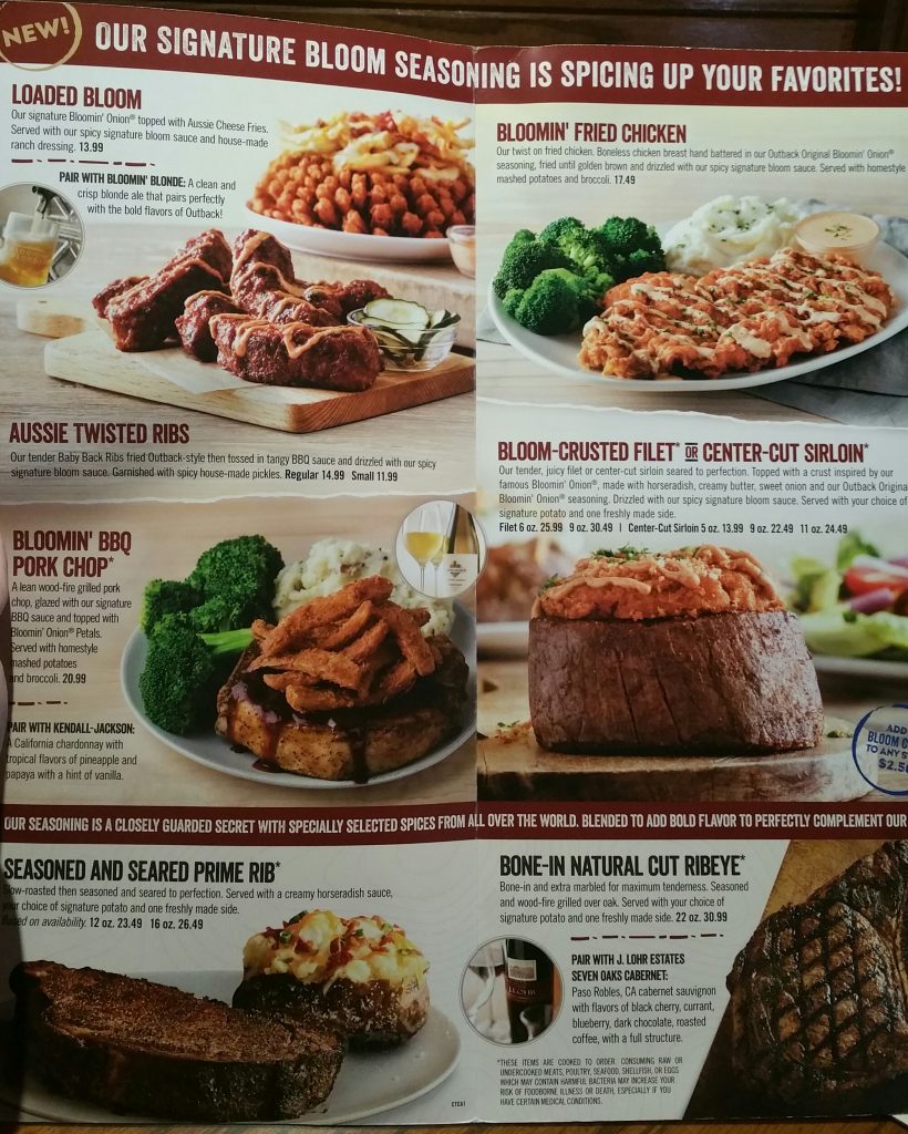 Outback Steakhouse s New Bloom ified Menu A Must Try