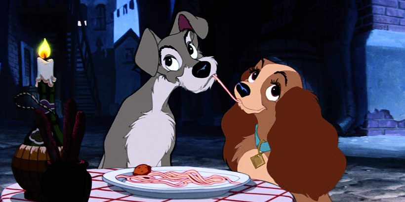 Lady and the Tramp spaghetti scene from the 1955 animated version
