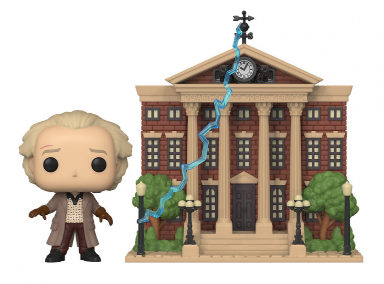 funko pop doc with clock tower