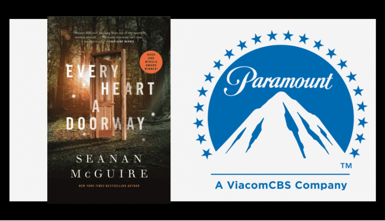 Every Hear a Doorway book cover and Paramount logo for Wayward Children adaptation