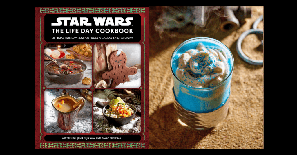 Right: Star Wars Life Day Cookbook cover. Left: Bantha Milk Hot Chocolate