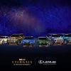 Line up of 10 colorful Lexus x Marvel "Eternals" concept cars