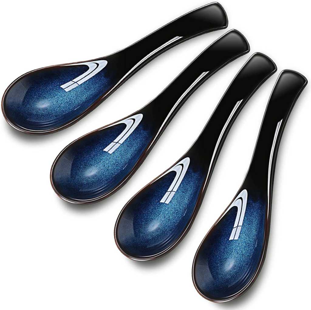 Blue ramen spoons