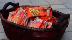 Reese's Sticks in basket for Halloween