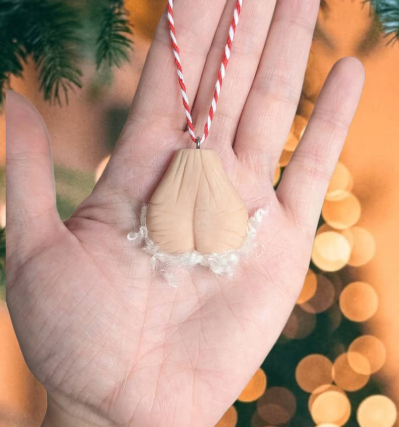 Santa ball sack ornament by Eclectic By Katie For Adults