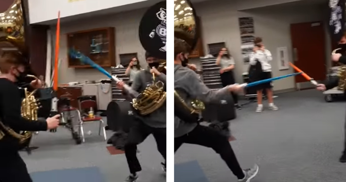 Watch Sousaphone Players Have Lightsaber Duel