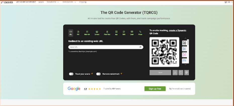 THE QR CODE GENERATOR TQRCG PRICING visual data 3